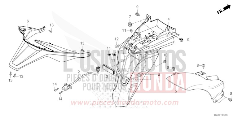 REAR FENDER/LICENSE LIGHT for Forza 125 MAT CYNOS GRAY METALLIC (NH312) from 2022